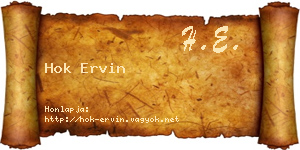 Hok Ervin névjegykártya